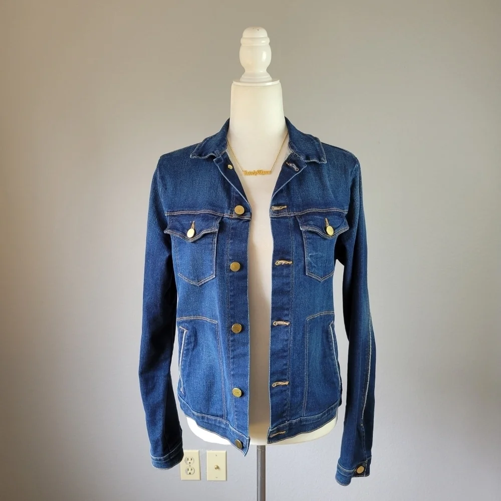 FRAME // ltd ed le slim denim jacket in medium blue denim shore coast - Picture 2 of 16